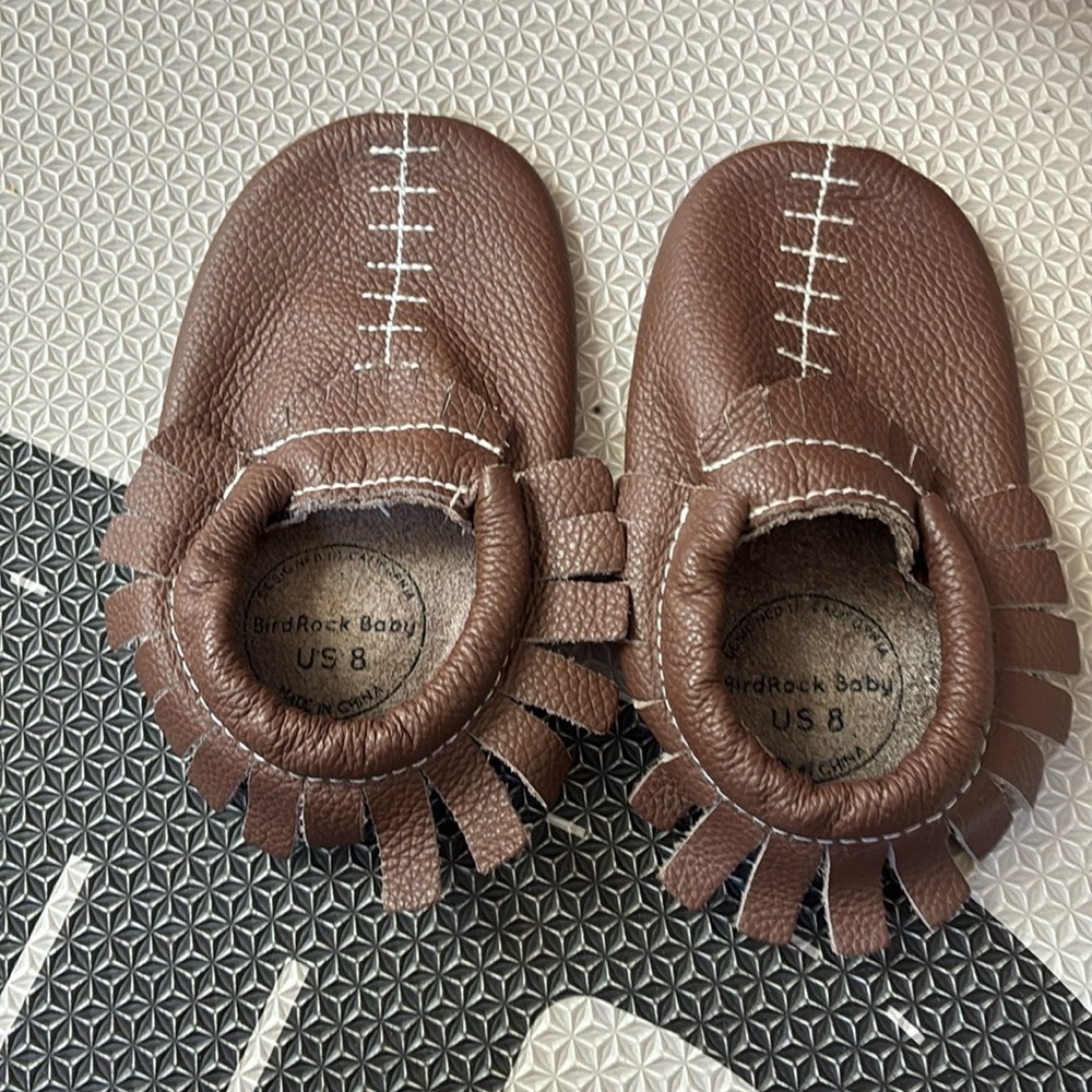 Bird Rock Baby/Toddler Moccasin [size 8] Touchdown Football